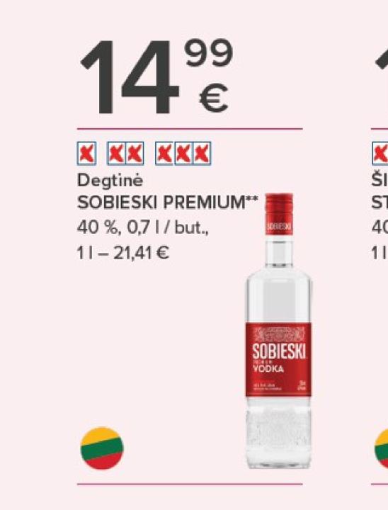 Degtinė SOBIESKI PREMIUM, 0.7 l
