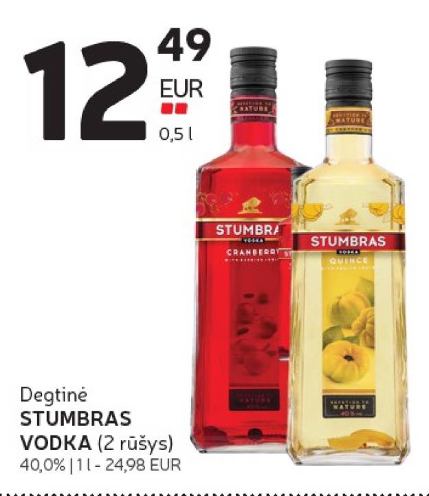 Degtinė STUMBRAS VODKA, 1 l