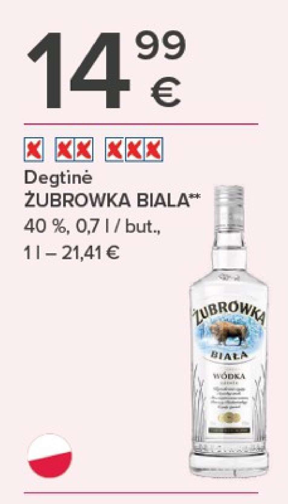 Degtinė ŽUBROWKA BIALA, 0.7 l