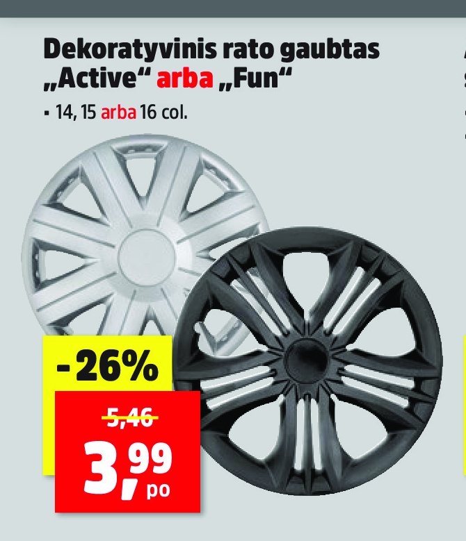 Dekoratyvinis rato gaubtas „Active“ arba „Fun“
