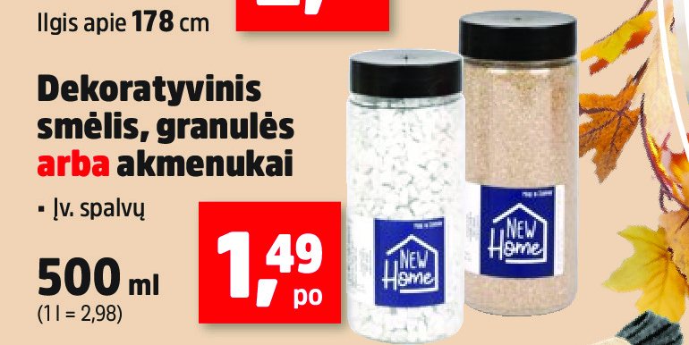 Dekoratyvinis smėlis, granulės arba akmenukai, 500 ml