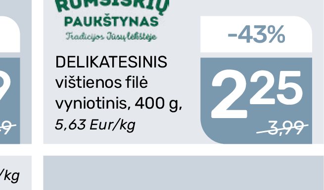 DELIKATESINIS vištienos filė vyniotinis, 400 g