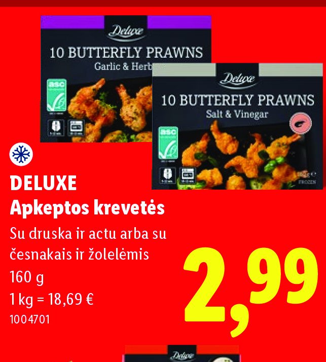 DELUXE Apkeptos krevetės, 160 g