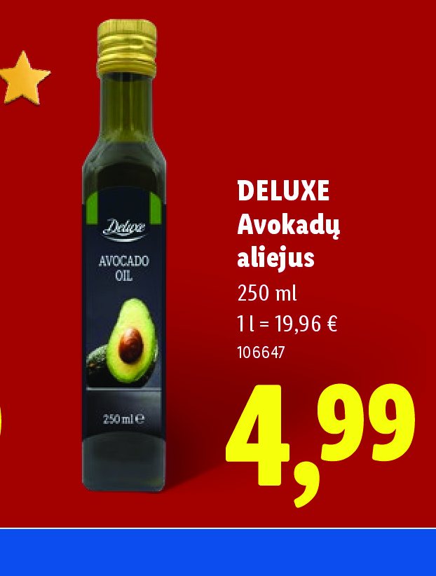 DELUXE Avokadų aliejus, 250 ml