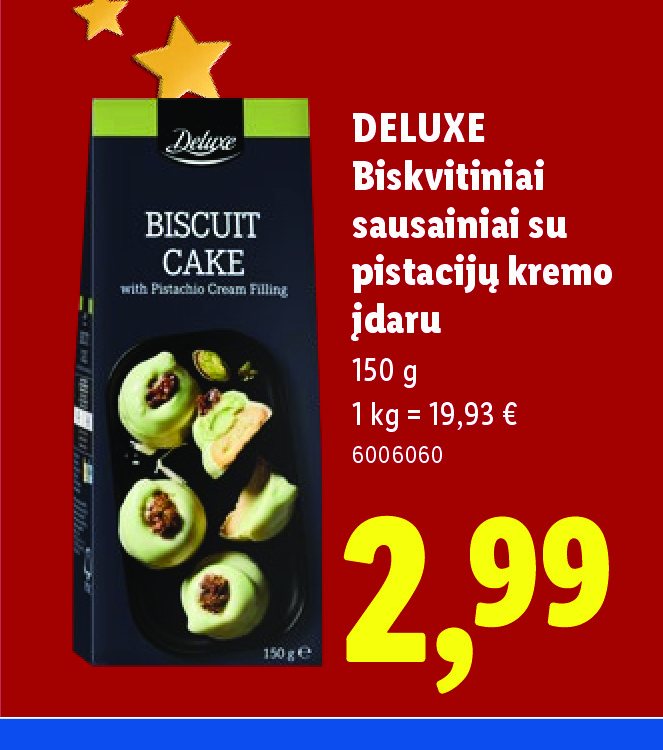 DELUXE Biskvitiniai sausainiai su pistacijų kremo įdaru, 150 g