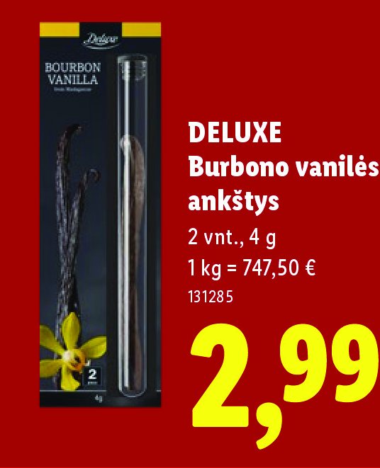 DELUXE Burbono vanilės ankštys, 2 vnt