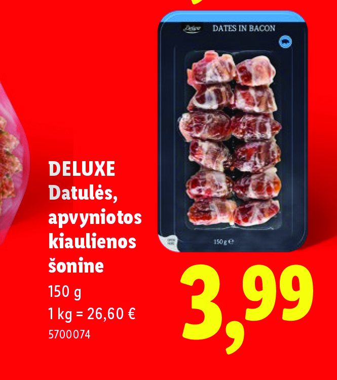DELUXE Datulės, apvyniotos kiaulienos šonine, 150 g
