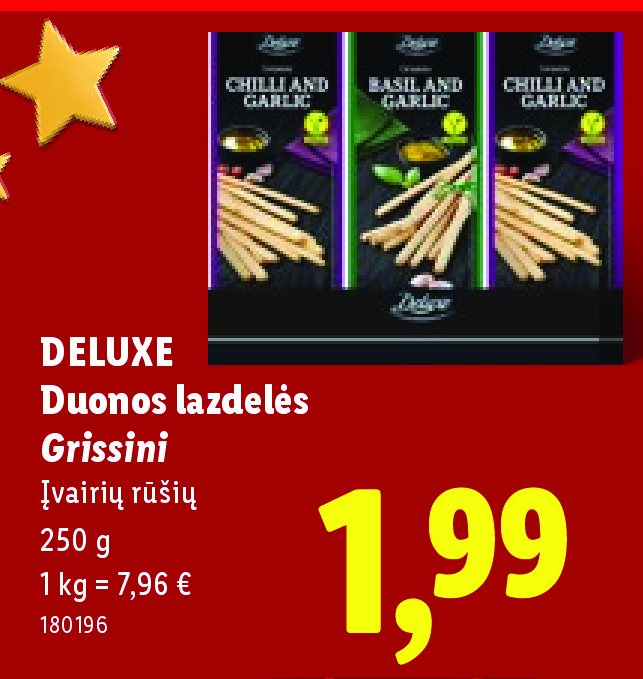 DELUXE Duonos lazdelės Grissini, 250 g