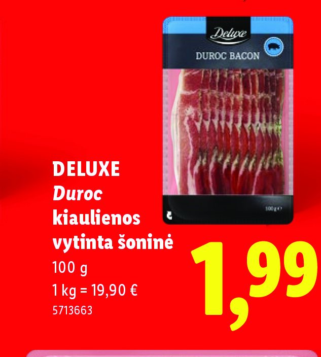 DELUXE Duroc kiaulienos vytinta šoninė, 100 g