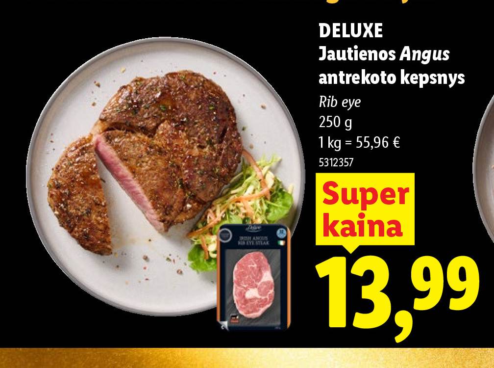 DELUXE Jautienos Angus antrekoto kepsnys, 250 g