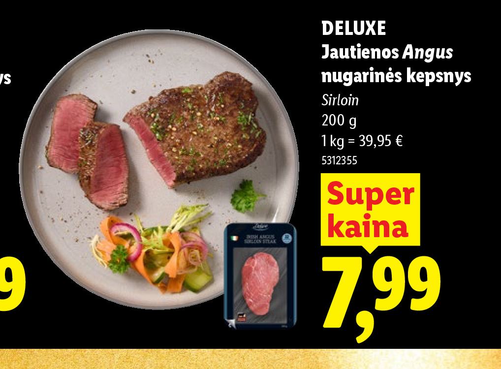 DELUXE Jautienos Angus nugarinės kepsnys, 200 g