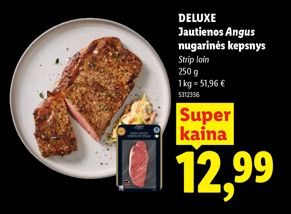 DELUXE Jautienos Angus nugarinės kepsnys, 250 g