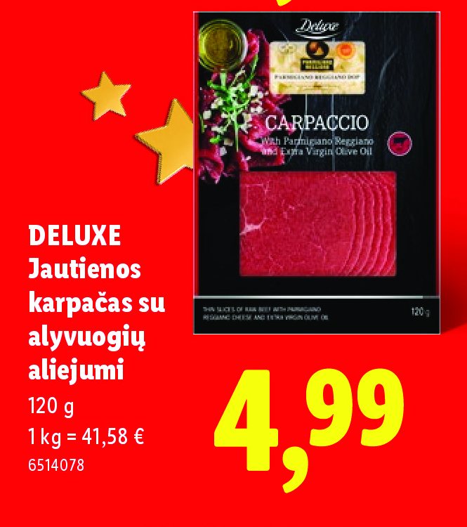 DELUXE Jautienos karpačas su alyvuogių aliejumi, 120 g
