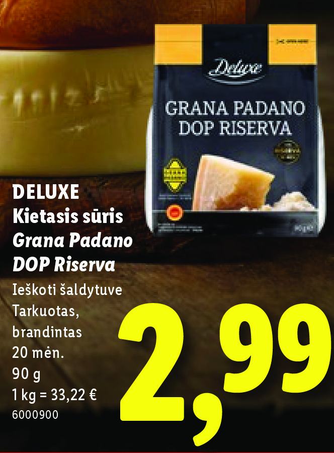 DELUXE Kietasis sūris Grana Padano DOP Riserva, 90 g