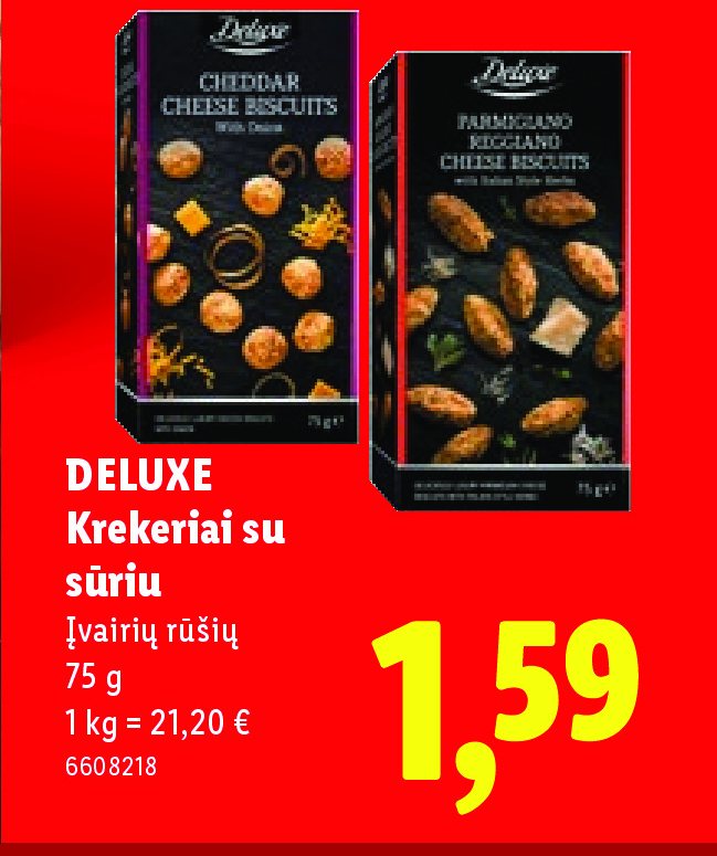 DELUXE Krekeriai su sūriu, 75 g