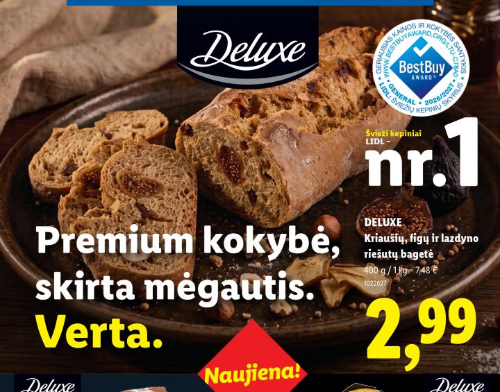 DELUXE Kriaušių, figų ir lazdyno riešutų bagetė, 400 g