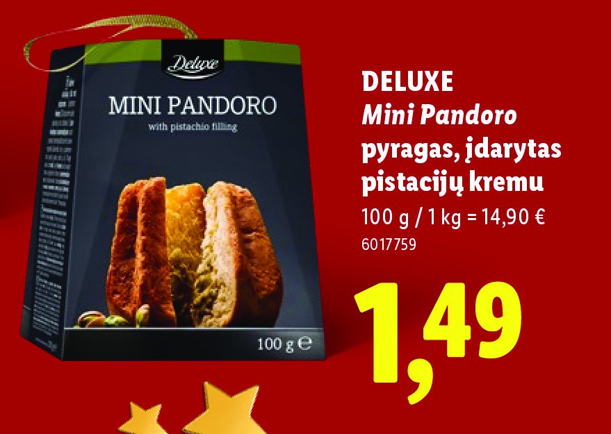 DELUXE Mini Pandoro pyragas, įdarytas pistacijų kremu, 100 g