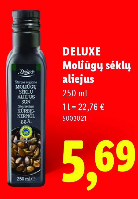 DELUXE Moliūgų sėklų aliejus, 250 ml