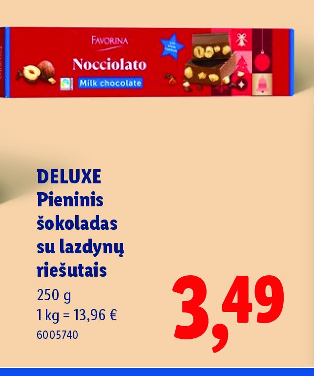 DELUXE Pieninis šokoladas su lazdynų riešutais, 250 g