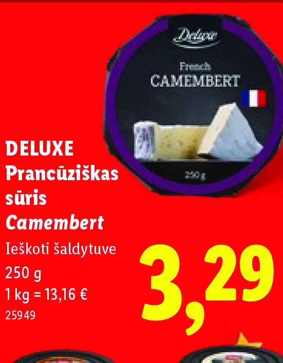 DELUXE Prancūziškas sūris Camembert, 250 g