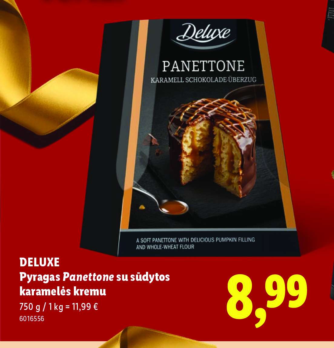 DELUXE Pyragas Panettone su sūdytos karamelės kremu, 750 g