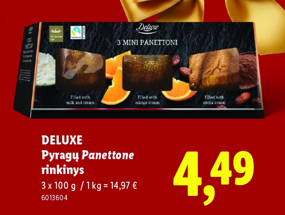 DELUXE Pyragų Panettone rinkinys, 3 x 100 g