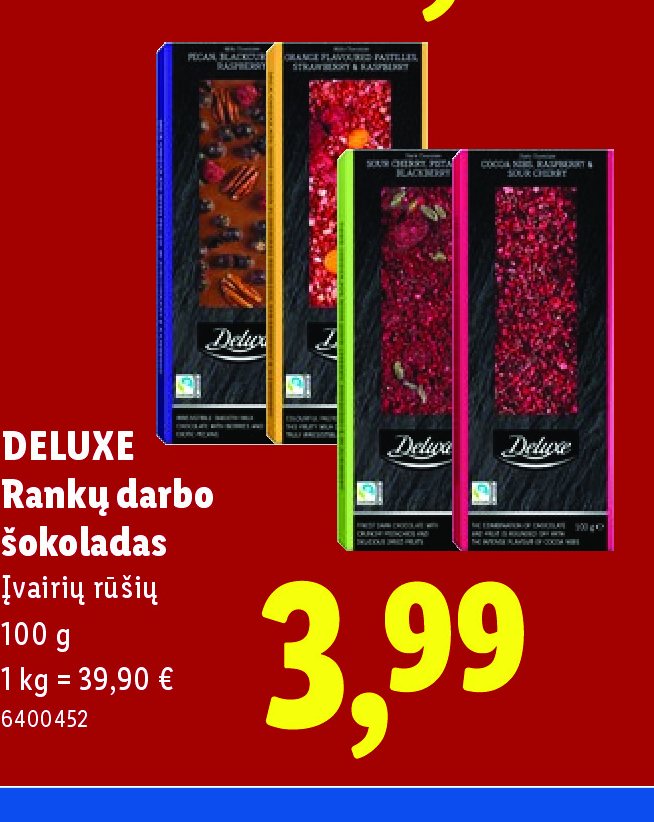 DELUXE Rankų darbo šokoladas, 100 g