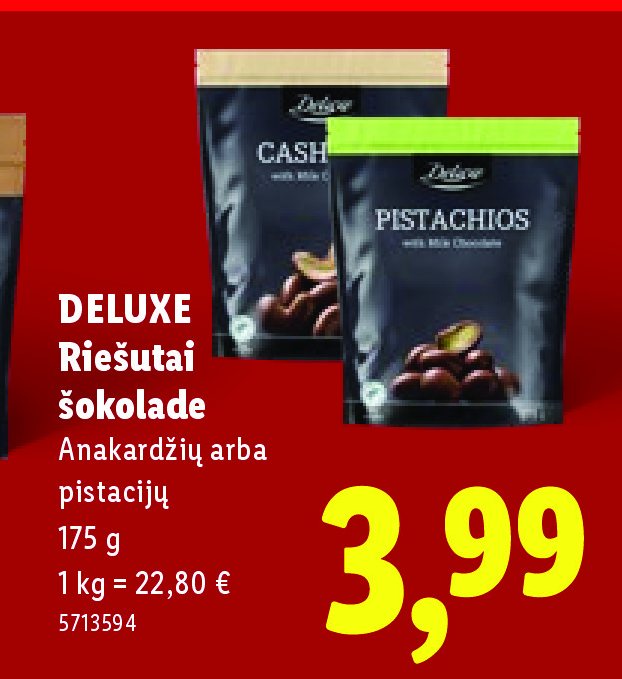 DELUXE Riešutai šokolade, 175 g