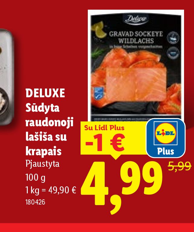 DELUXE Sūdyta raudonoji lašiša su krapais, 100 g