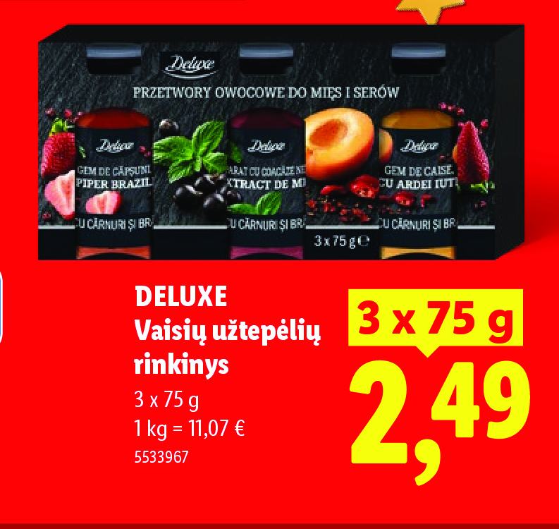 DELUXE Vaisių užtepėlių rinkinys, 3 x 75 g