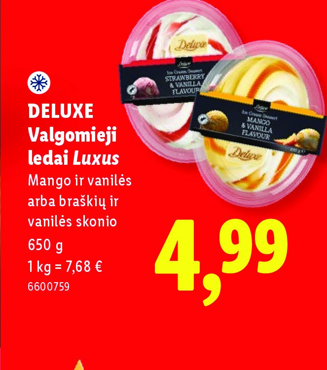 DELUXE Valgomieji ledai Luxus, 650 g