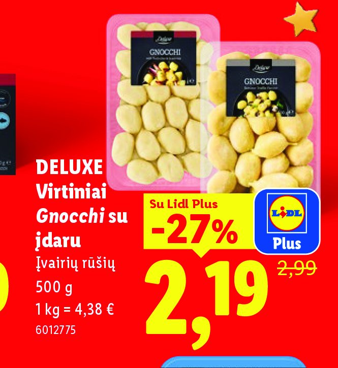 DELUXE Virtiniai Gnocchi su įdaru, 500 g