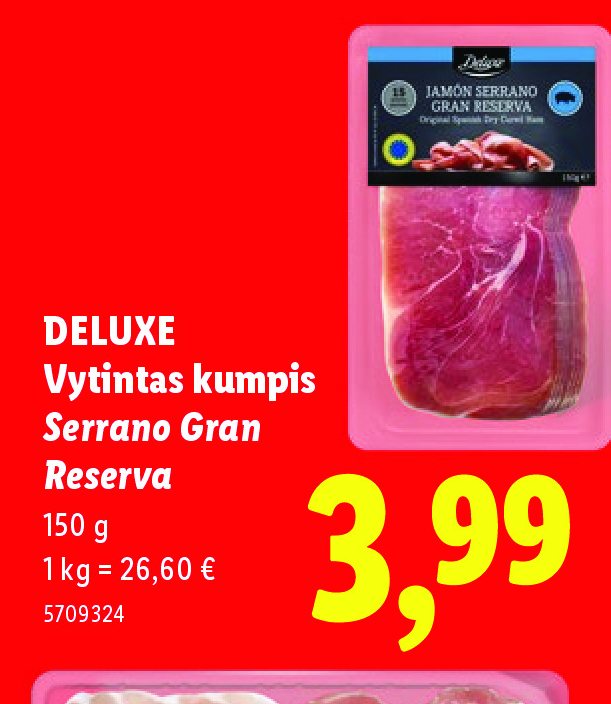DELUXE Vytintas kumpis Serrano Gran Reserva, 150 g