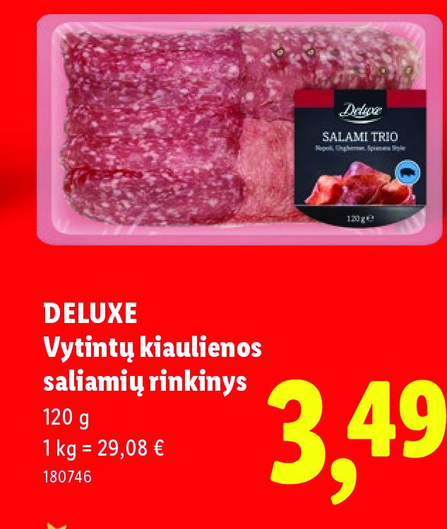 DELUXE Vytintų kiaulienos saliamių rinkinys, 120 g