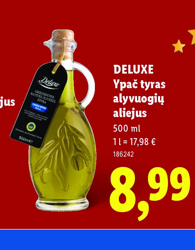 DELUXE Ypač tyras alyvuogių aliejus, 500 ml