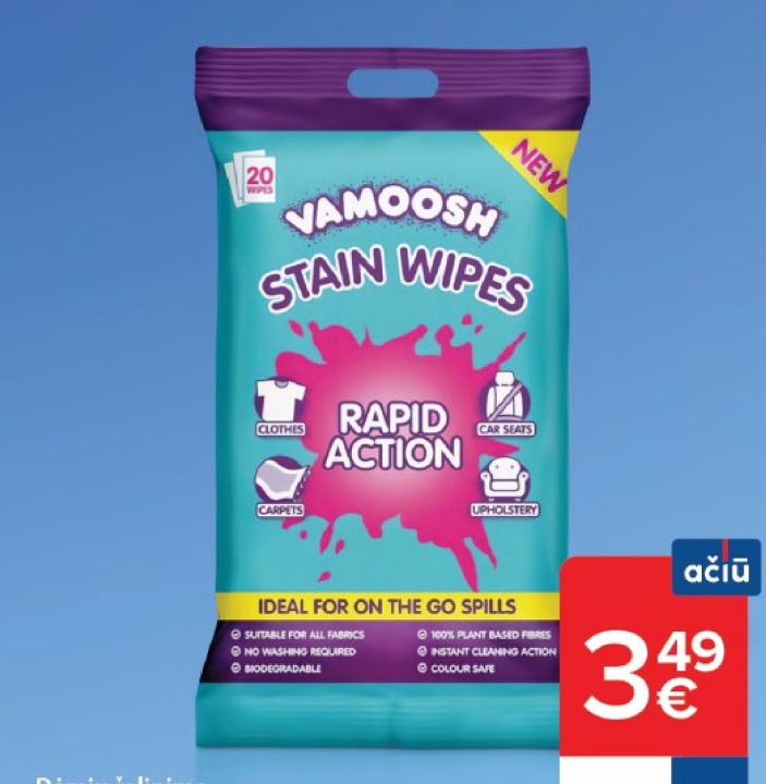 Dėmių šalinimo servetėlės VAMOOSH, 1 pak.