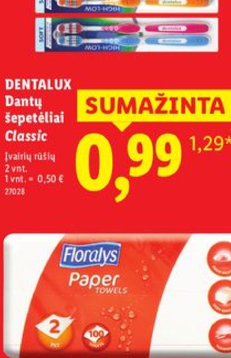 DENTALUX Dantų šepetėliai Classic, 2 vnt