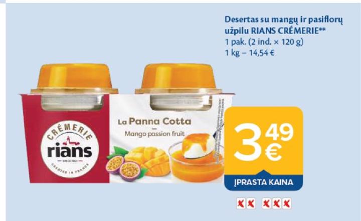 Desertas su mangų ir pasiflorų užpilu RIANS CRÉMERIE, 120 g
