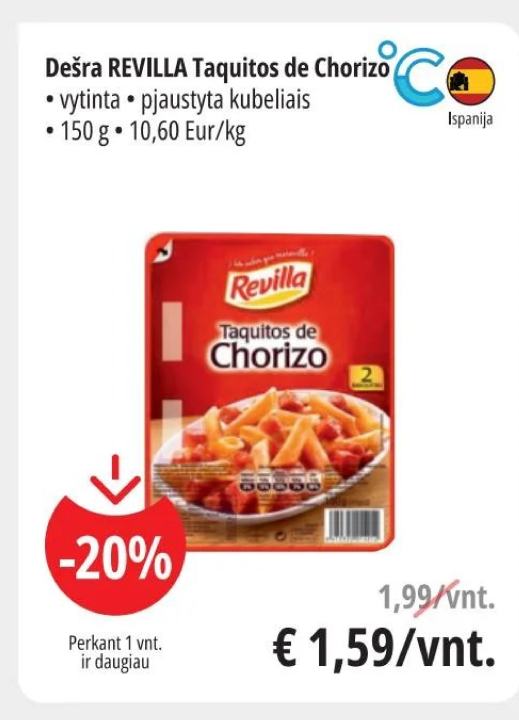 Dešra REVILLA Taquitos de Chorizo, 150 g