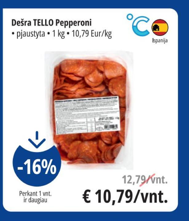 Dešra TELLO Pepperoni, 1 kg