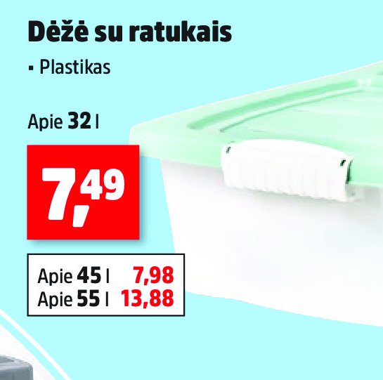 Dėžė su ratukais, 32 l