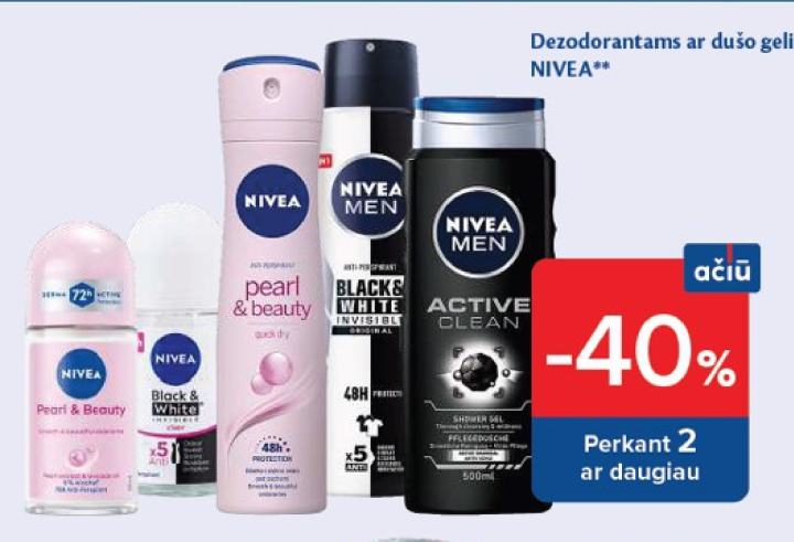Dezodorantams ar dušo geliams NIVEA