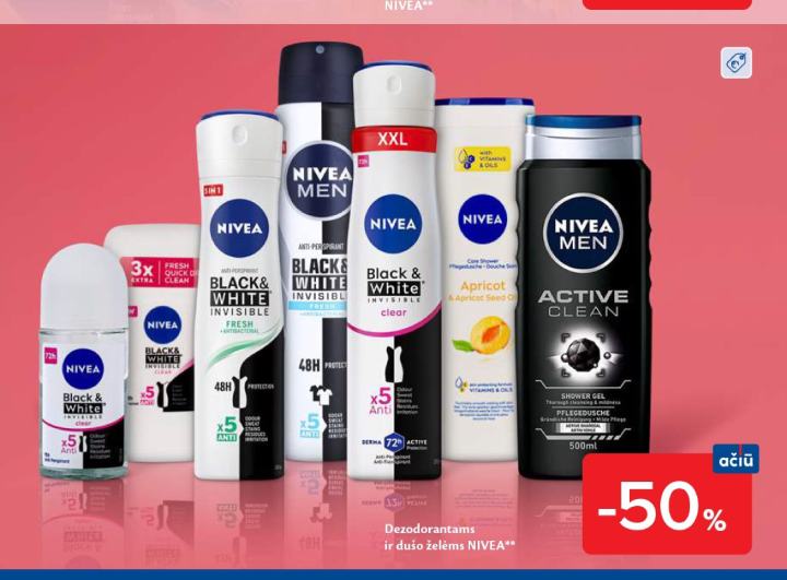 Dezodorantams ir dušo želėms NIVEA
