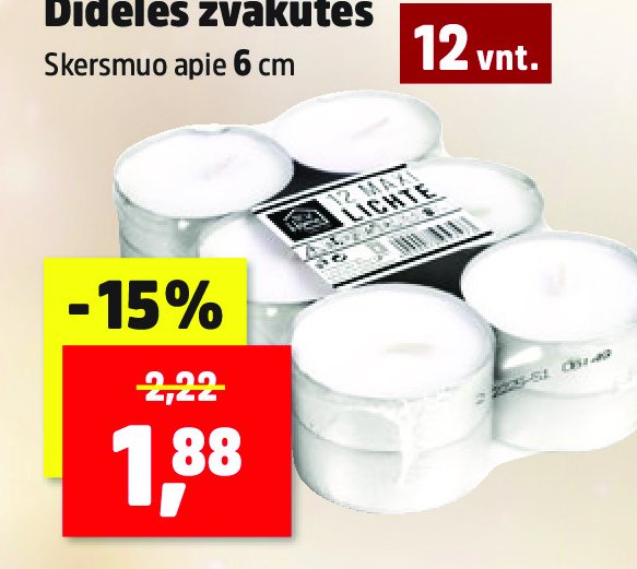 Didelės žvakutės, 6 cm