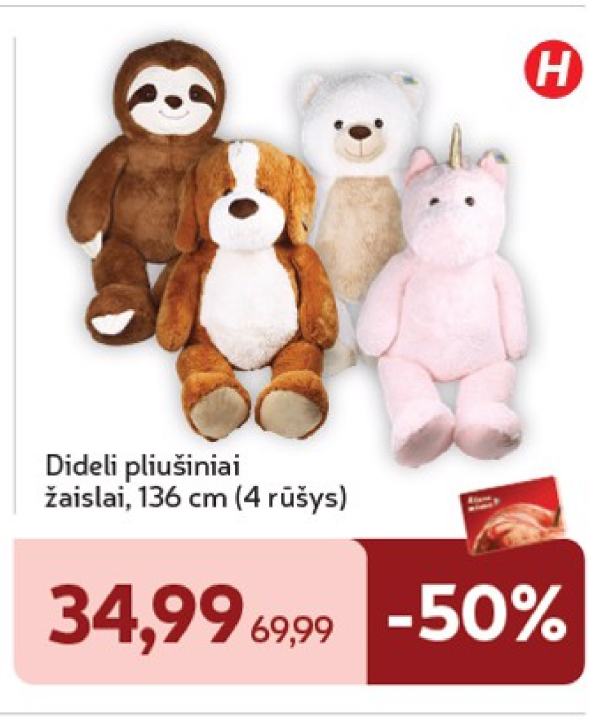 Dideli pliušiniai žaislai, 136 cm