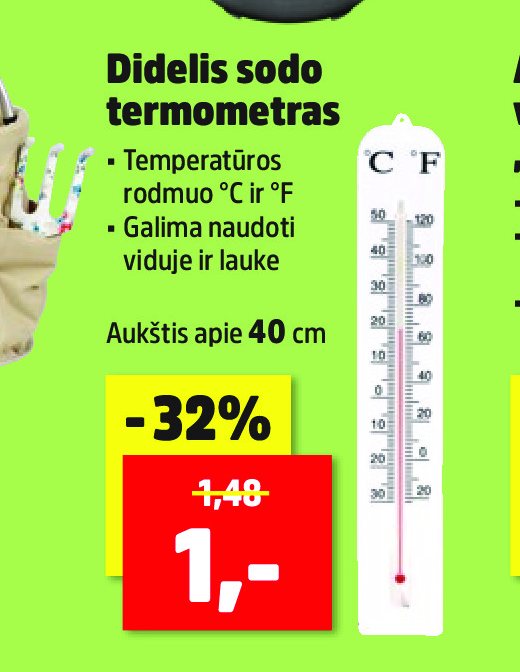 Didelis sodo termometras, 40 cm