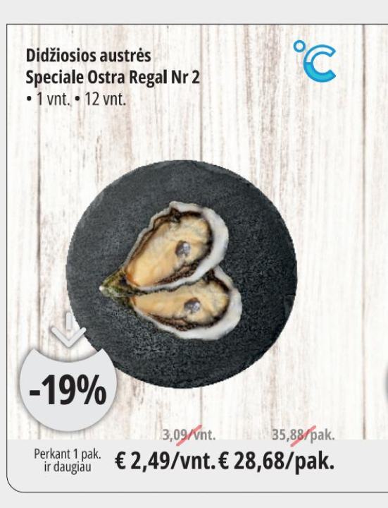 Didžiosios austrės Speciale Ostra Regal Nr 2, 1 vnt
