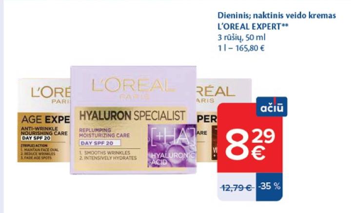 Dieninis; naktinis veido kremas L'OREAL EXPERT, 50 ml