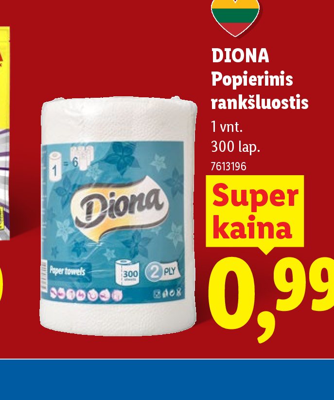 DIONA Popierinis rankšluostis, 1 vnt