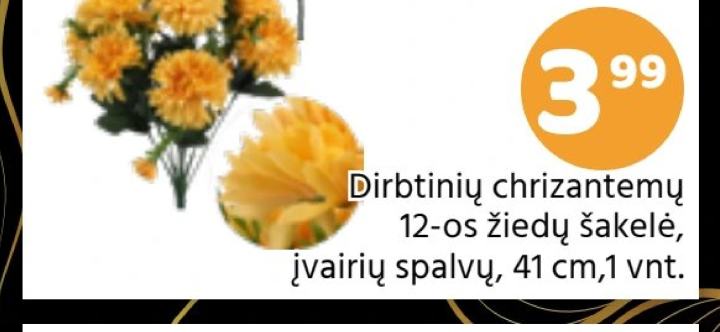 Dirbtinių chrizantemų 12-os žiedų šakelė, 41 cm